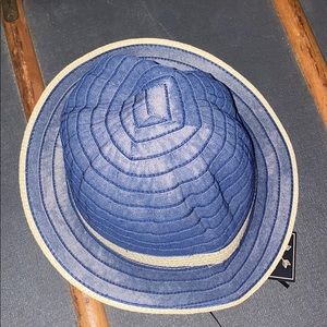 Denim Blue Hat with Cream accents.